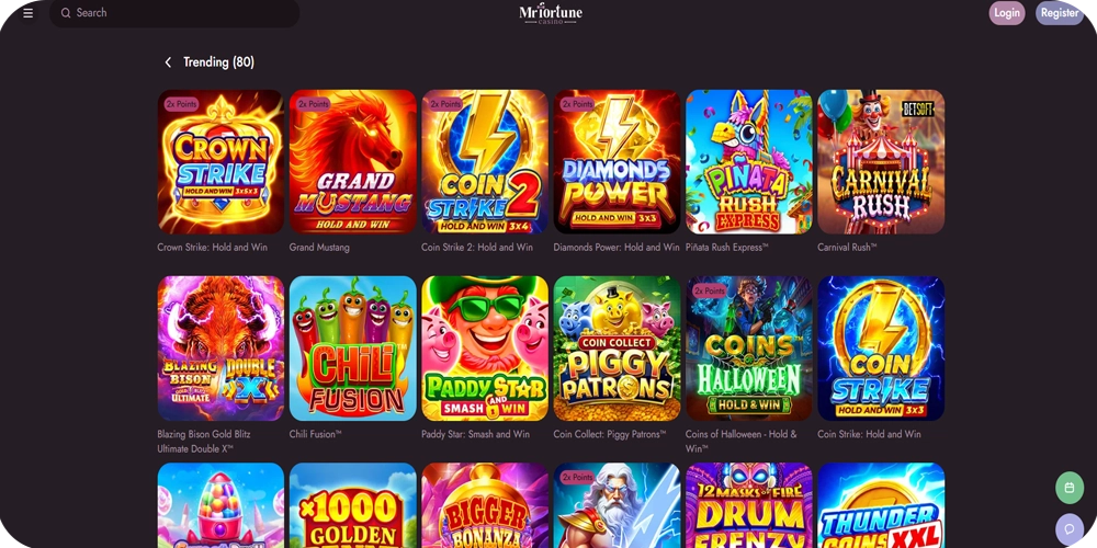 Mr. Fortune Casino trending slots section