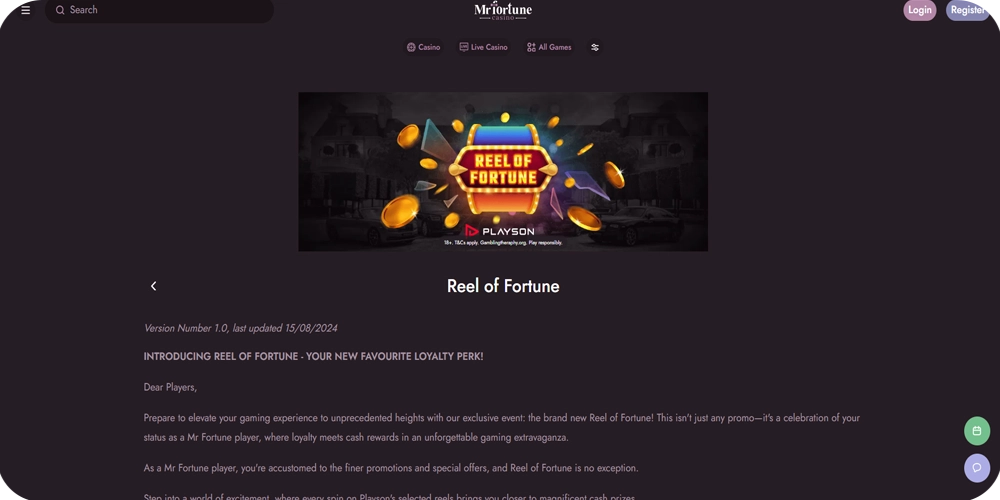Mr. Fortune Casino reel of fortune bonus